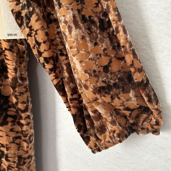 Nurture Dress Women 2X Brown Velvet Burnout Faux Wrap Midi Plus Boho Cottage NWT - Picture 11 of 16